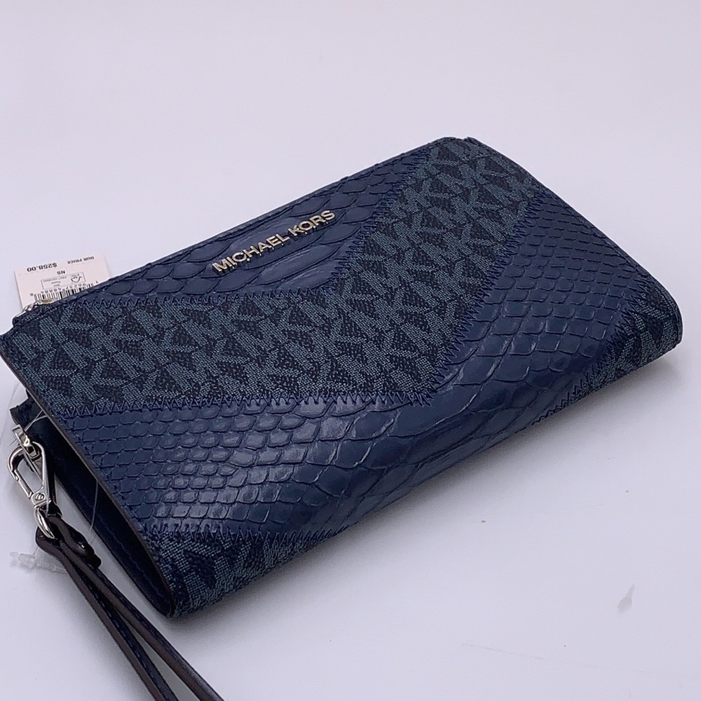 MICHAEL KORS LARGE DOUBLE ZIP WRISTLET
WALLET NAVY MULTI COLOR - Picture 6 of 13